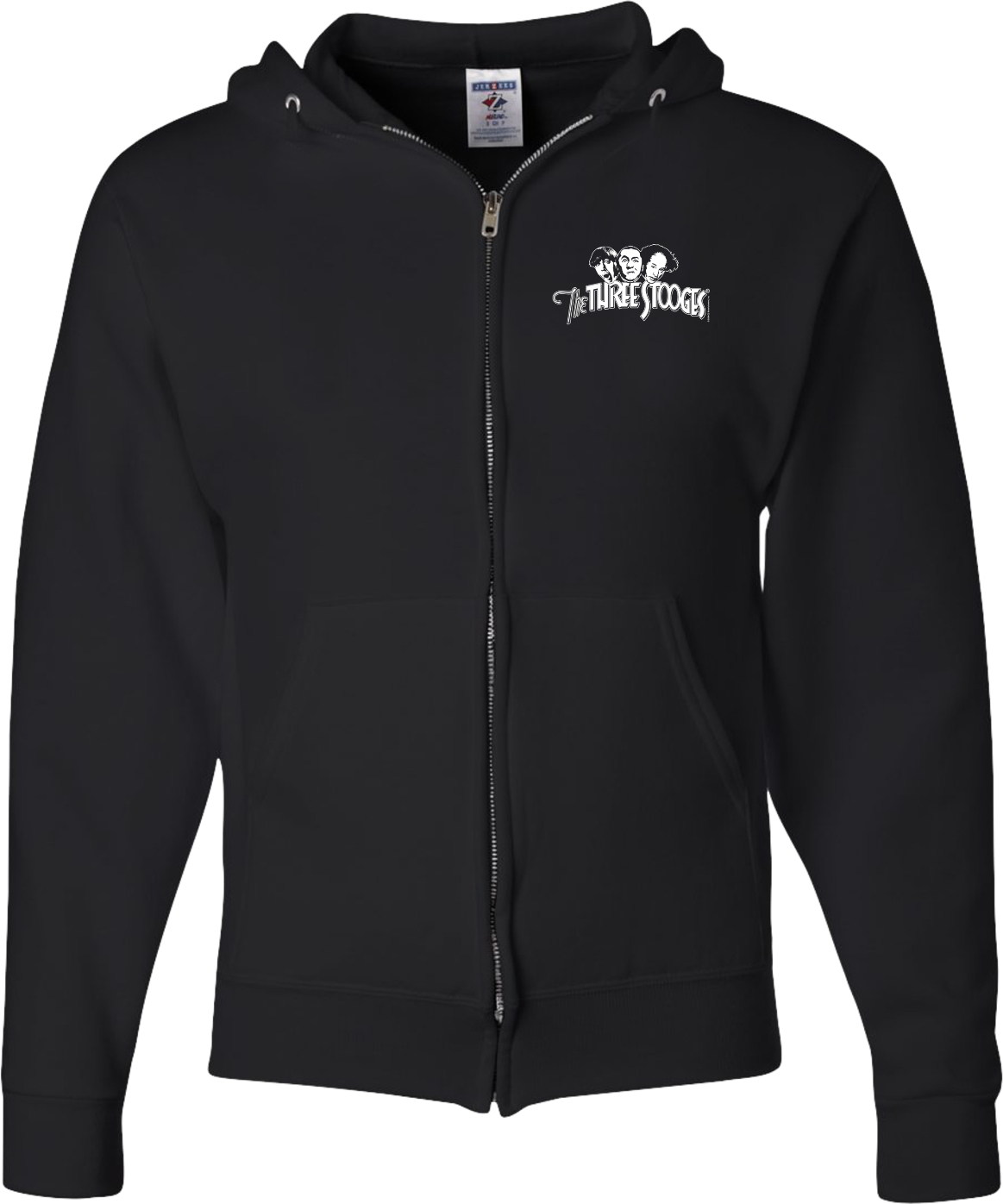 Three Stooges White Logo Chest Print Full Zip Hoodie