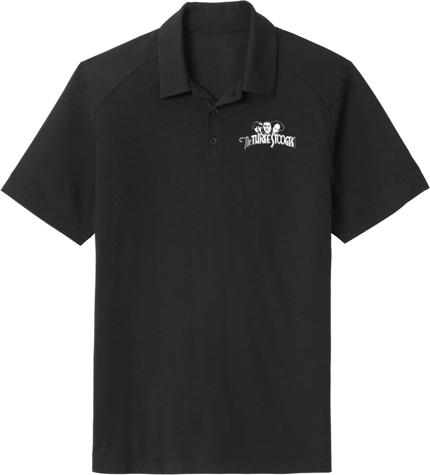 Three Stooges White Logo Chest Print Tri Blend Polo Shirt