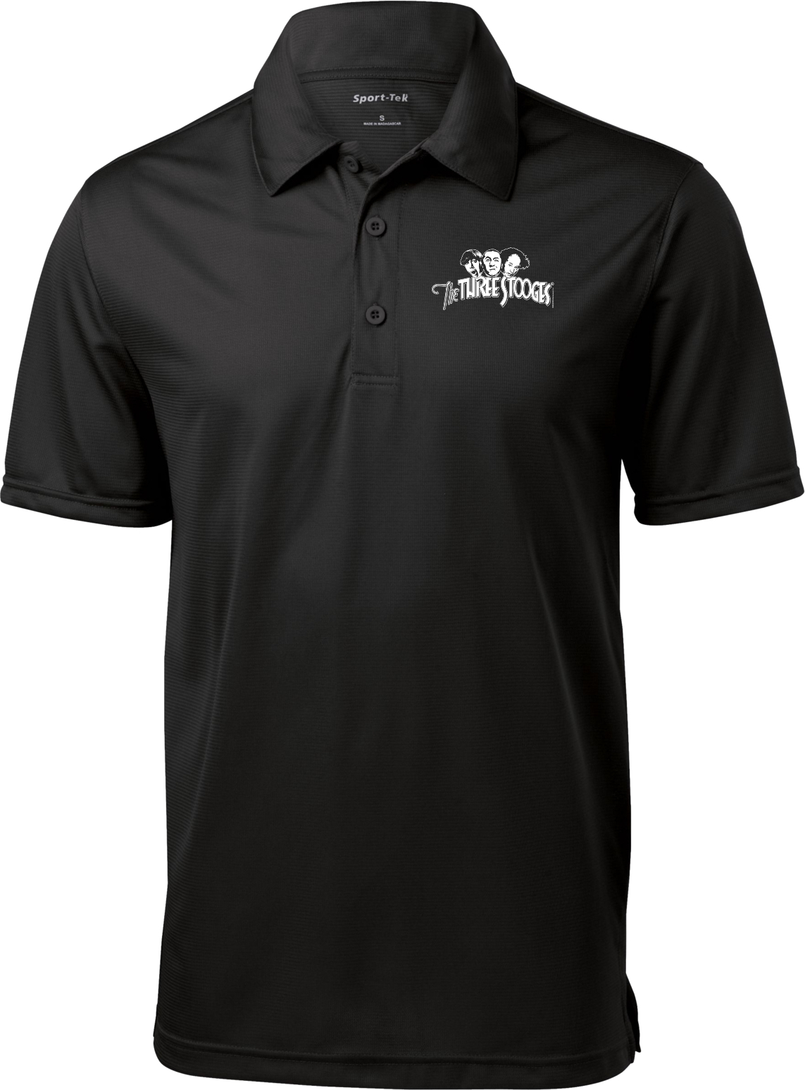Three Stooges White Logo Chest Print Textured Polo Shirt