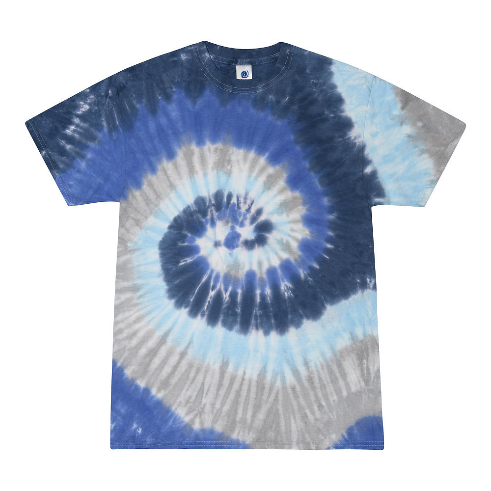 Tie Dye Multi Color Spiral Classic Fit Crewneck Short Sleeve T-shirt for Kids,  - Picture 3 of 4