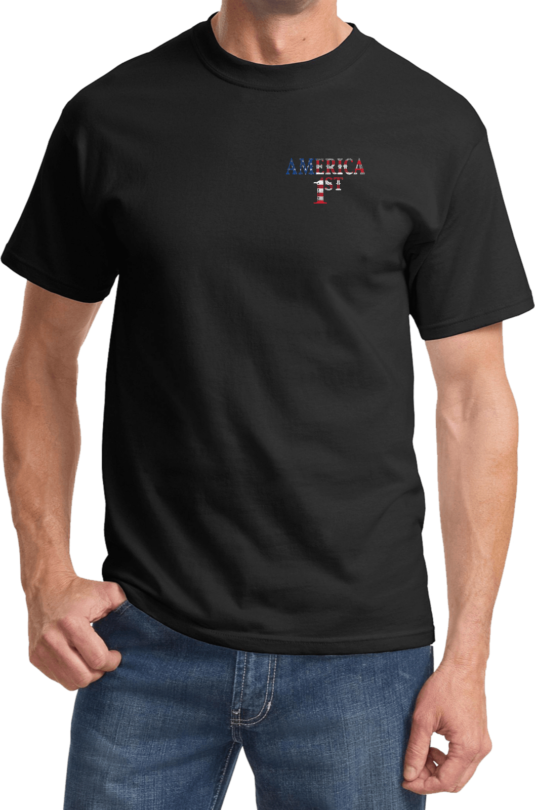 USA America 1st Chest Print T-shirt