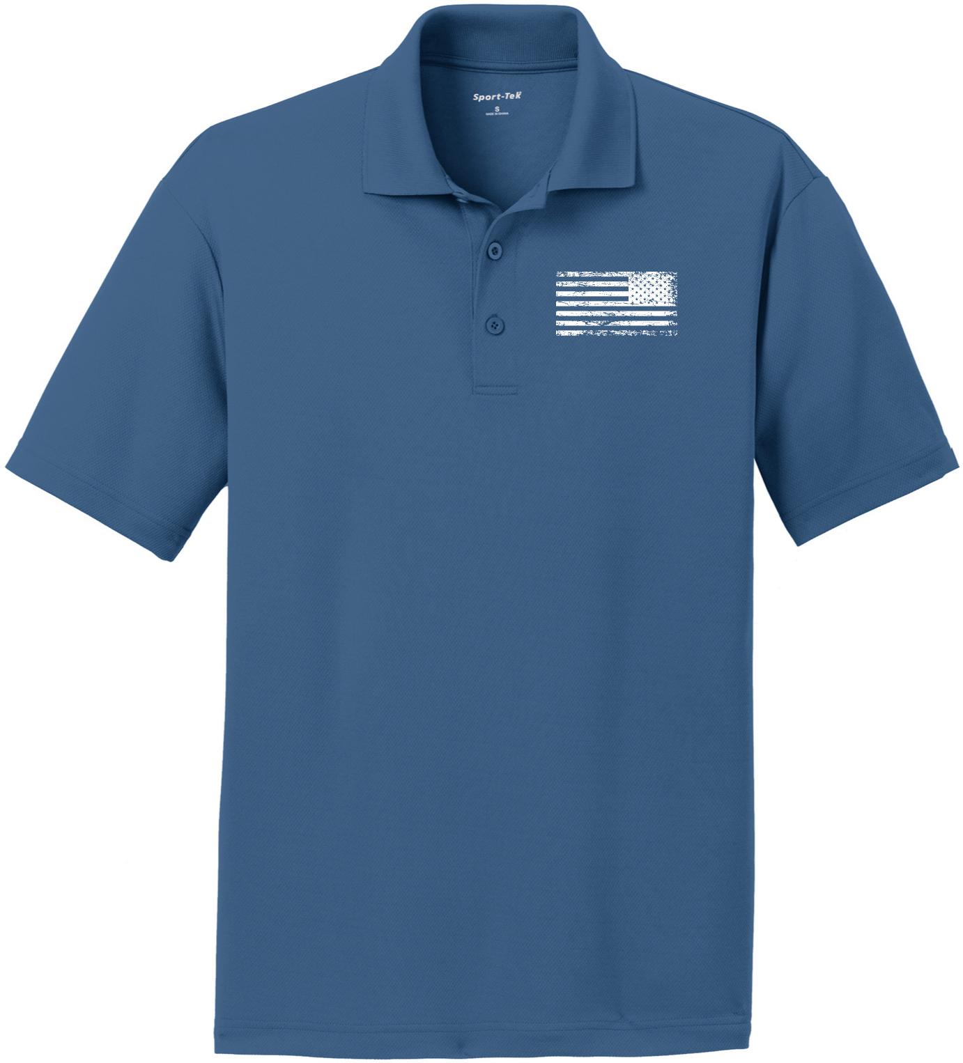 Distressed Reverse US Flag Textured Polo Shirt