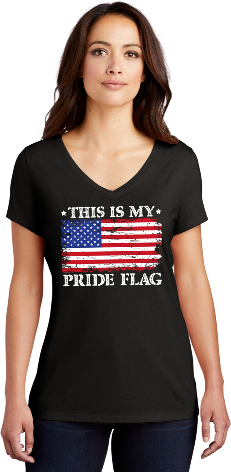 USA This is My Pride Flag Womens Tri Blend V-neck T-Shirt
