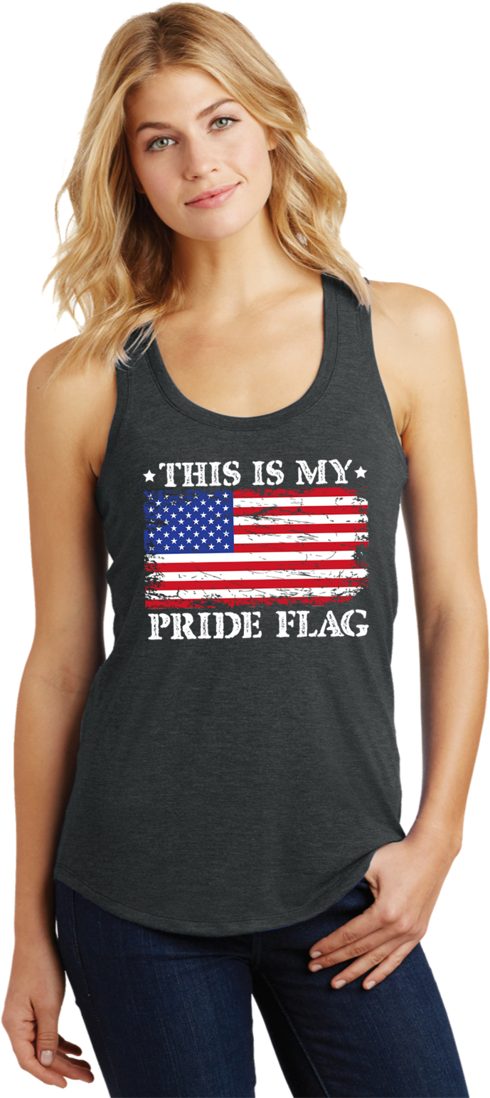 USA This is My Pride Flag Womens Racerback Tank Top - Picture 3 of 8