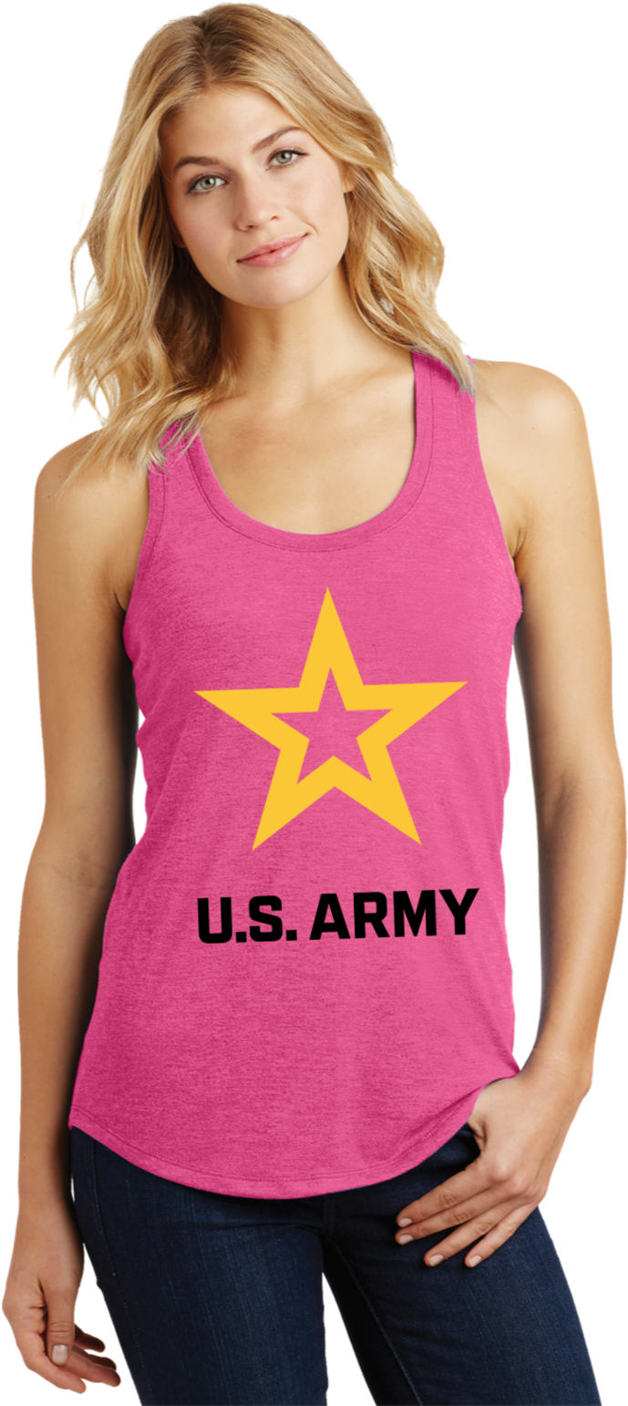 US Army Star Logo Black Print Womens Racerback Tank Top