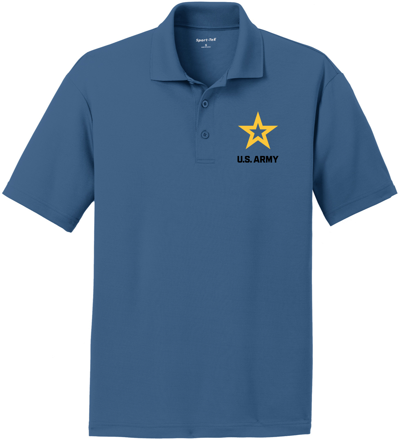 US Army Star Logo Black Chest Print Textured Polo Shirt