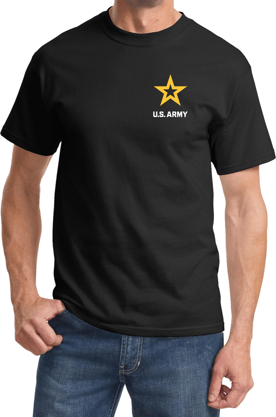 US Army Star Logo White Chest Print T-shirt
