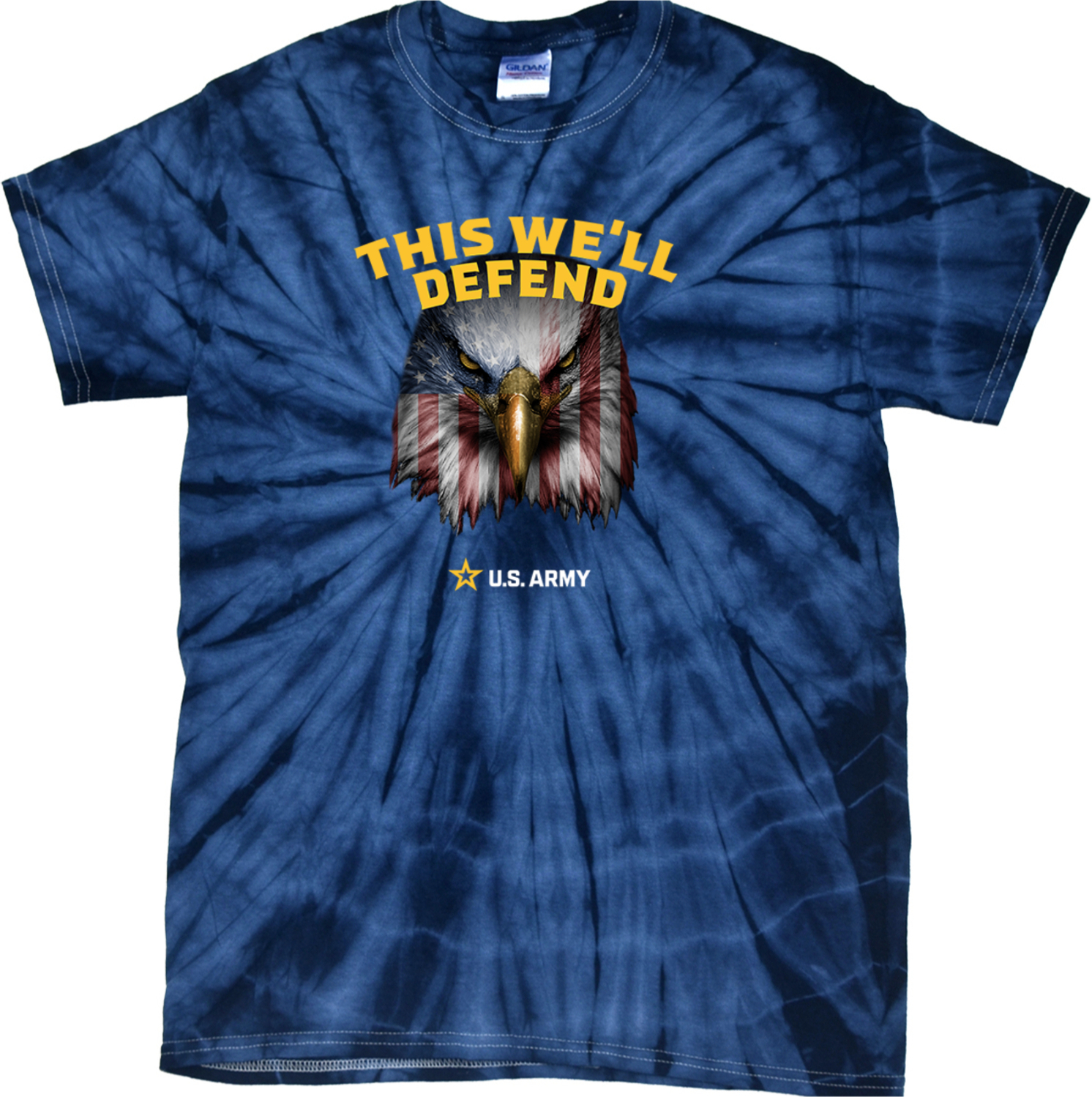 US Army This We'll Defend Eagle Tie Dye Spiral Short Sleeve T-shirt for  Mens Wo