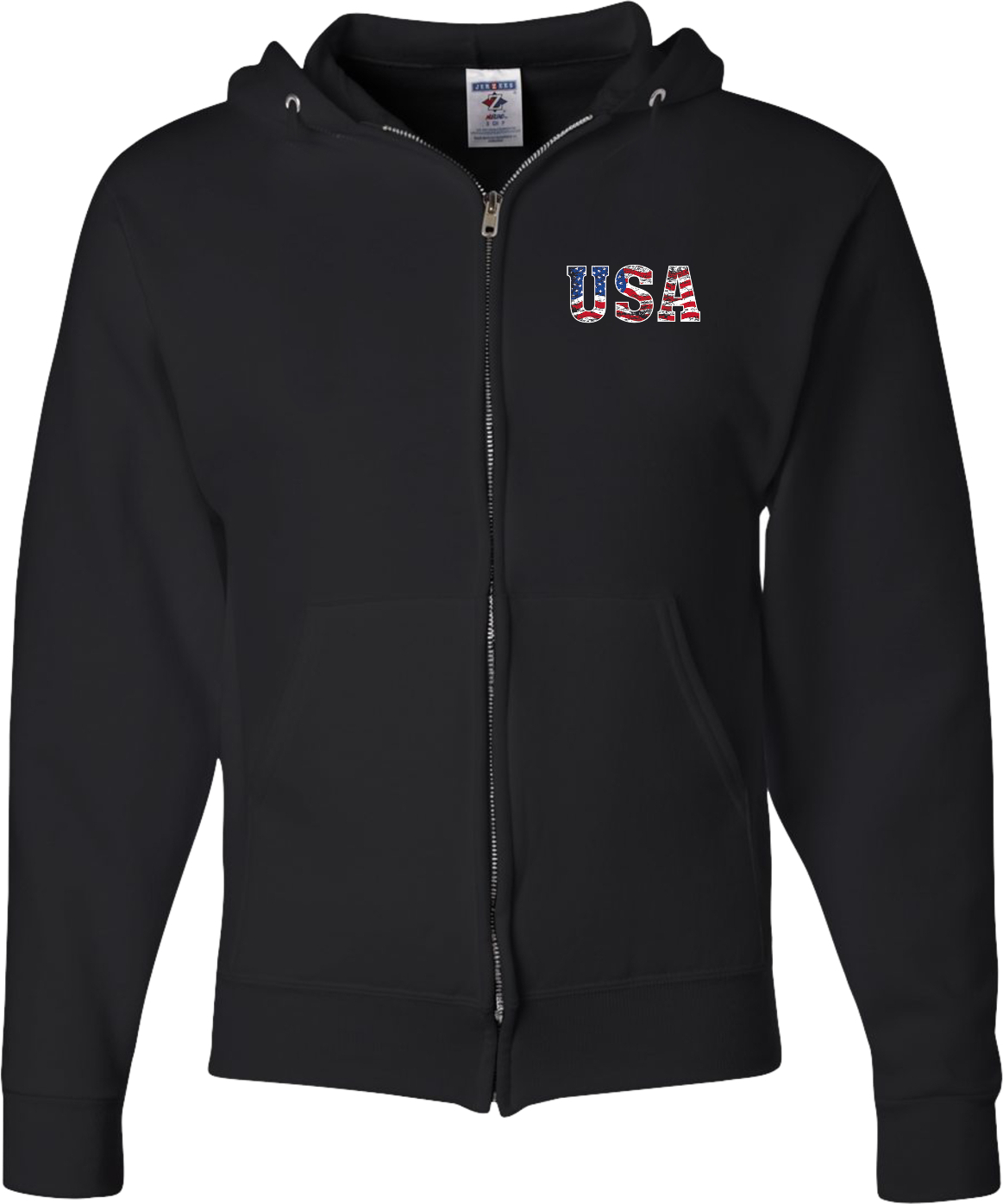 USA Distressed Chest Print Full Zip Hoodie - Picture 5 of 8