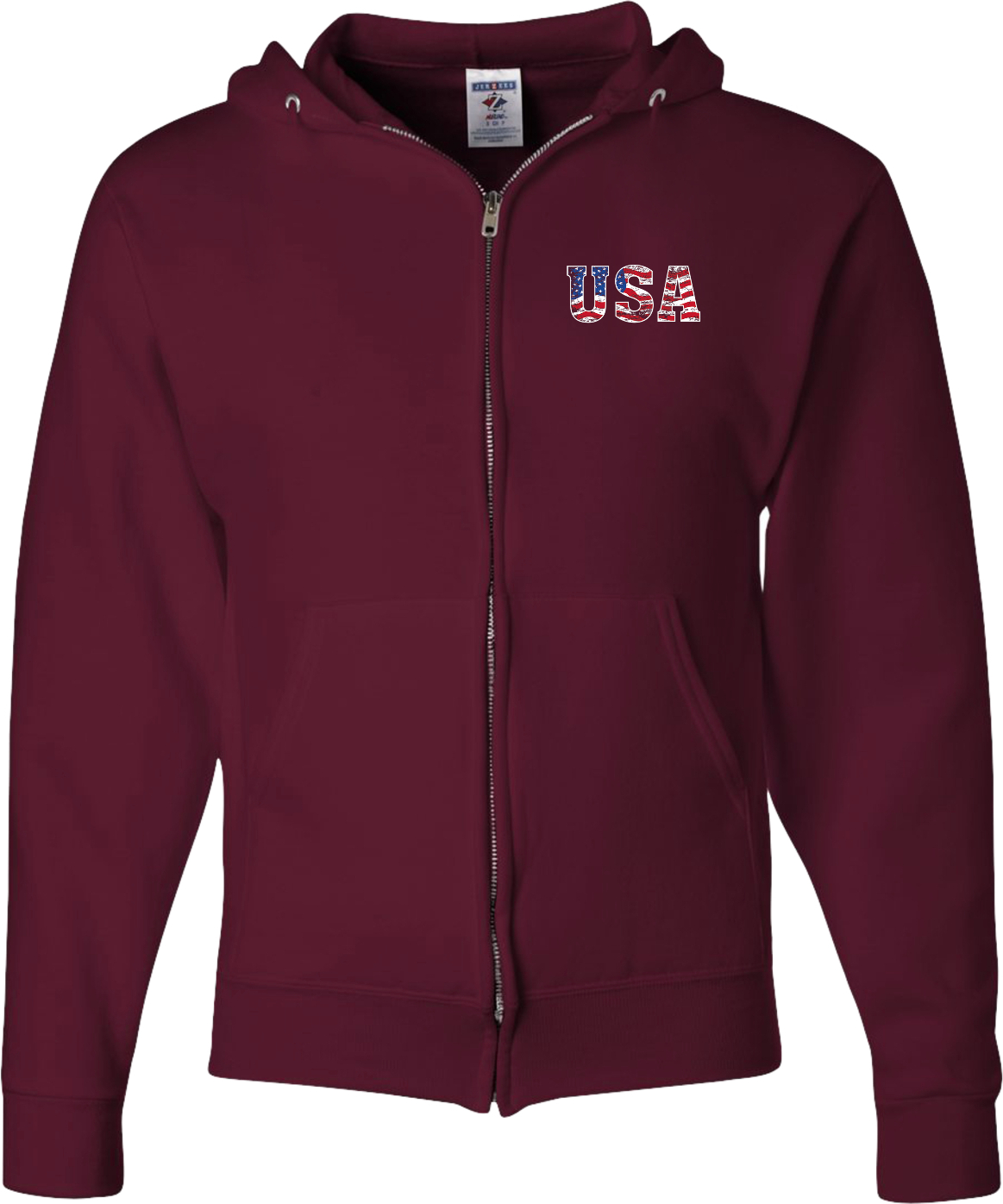 USA Distressed Chest Print Full Zip Hoodie - Picture 3 of 8