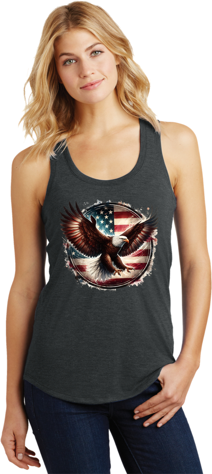 USA Eagle Circle Womens Racerback Tank Top