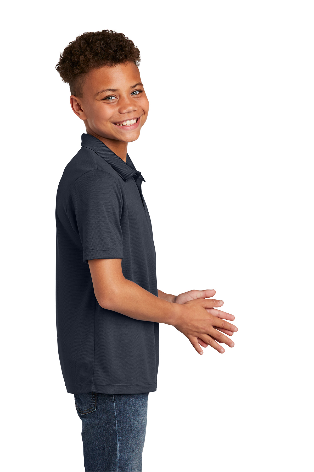 USA Distressed Chest Print Youth Polo Shirt - Picture 9 of 18