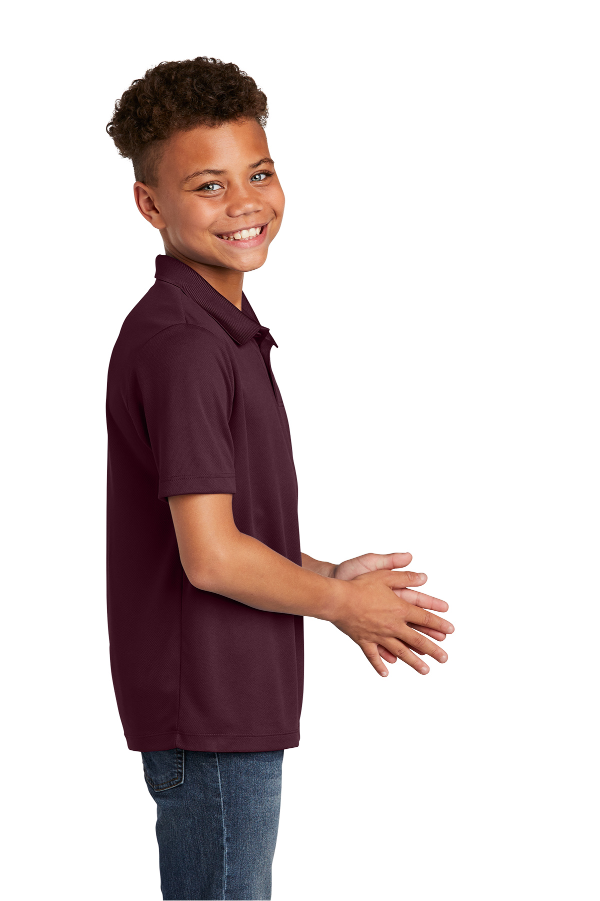 USA Distressed Chest Print Youth Polo Shirt - Picture 13 of 18